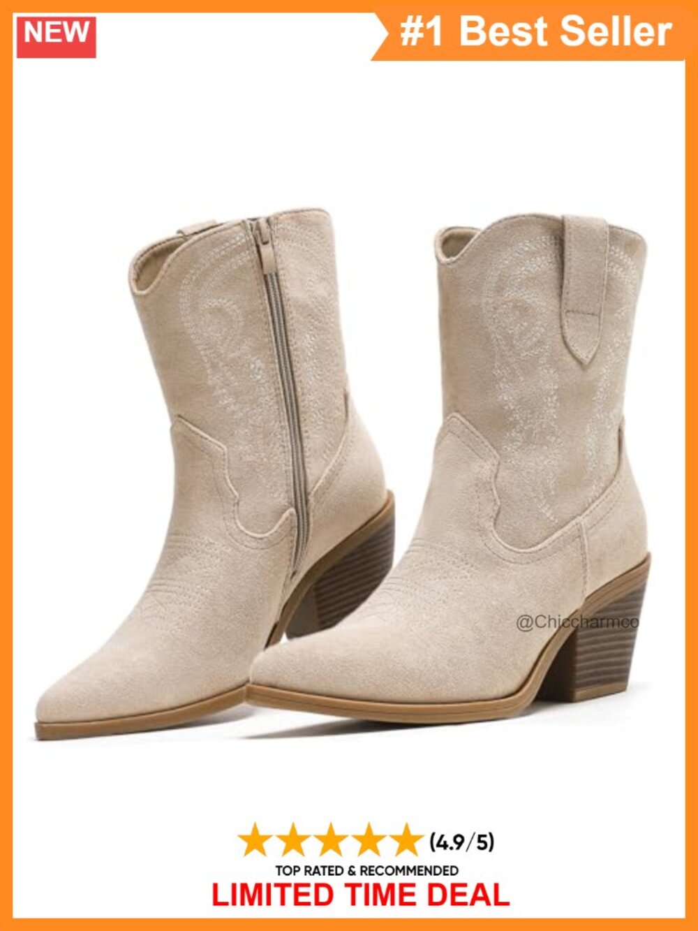 Faux Suede Embroidered Western Ankle Booties Pointed Toe Block Heel